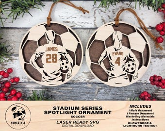 Stadien Serie Spotlight Ornamente - Fußball Optionen für Männer und Frauen - SVG, PDF, AI Datei Download - Funktioniert mit allen Lasertypen