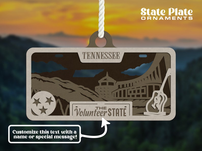 Tennessee State Plate Ornament and Signage SVG File Download Sized for Glowforge Laser Ready Digital Files image 6