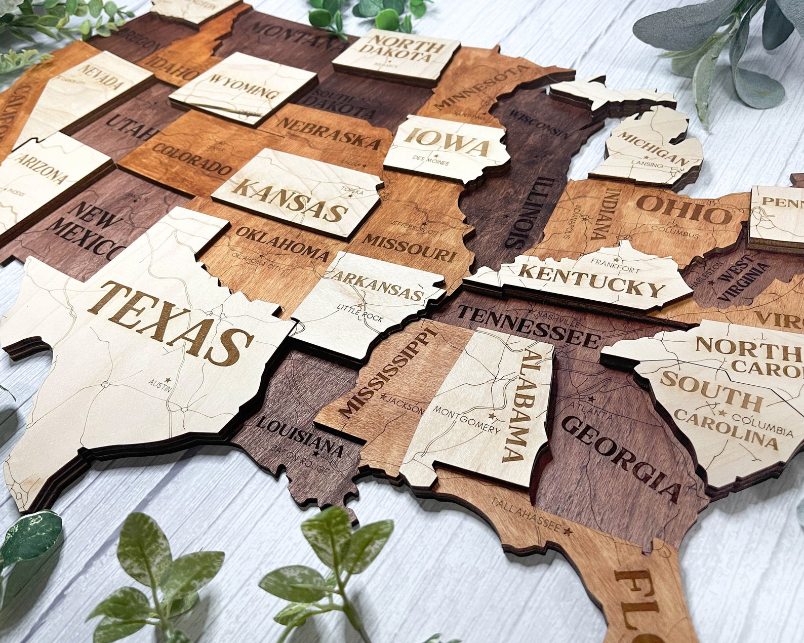 The Homestyle 3D USA Map - 3 Engrave, 7 Sizes With 2 Oversize Options ...