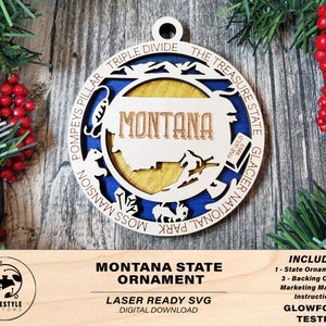 Montana State Ornament - SVG Datei Download - Größe für Glowforge - Laser Ready Digital Files