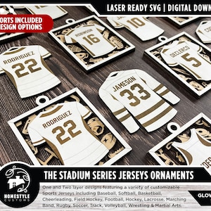 Stadium Series Jersey Ornaments - 15 Sports - 2 Variations for Each - SVG Files -Glowforge & Lightburn Tested
