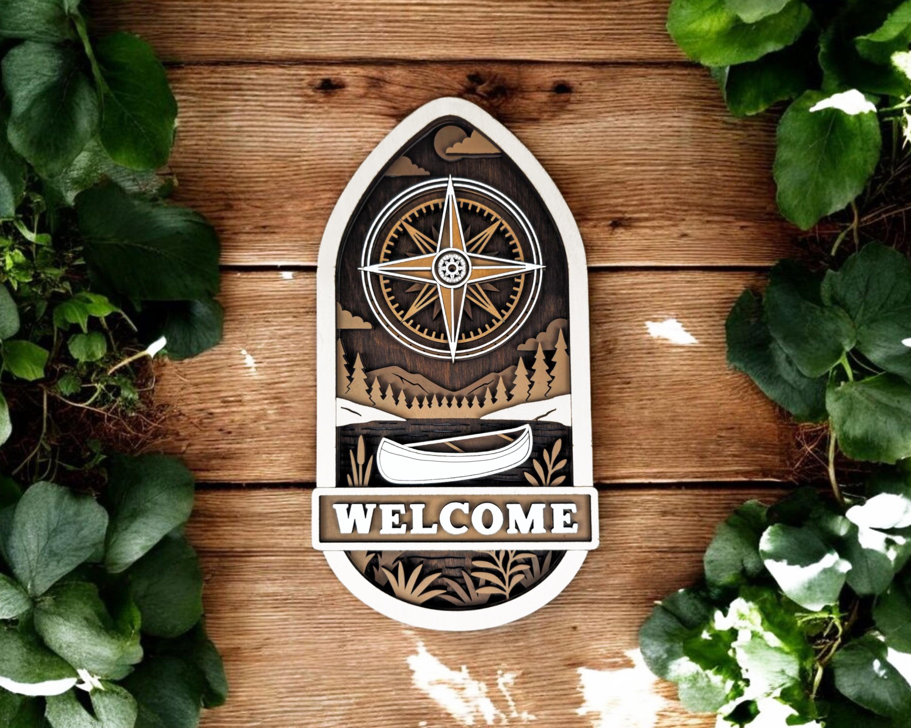 Welcome Door Hanger Signage - Anchor, Compass, Flower - SVG, PDF, AI ...