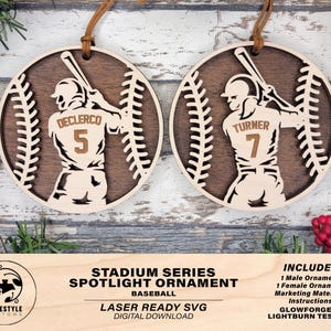 Stadium Series Spotlight Ornaments - Baseball Male and Female Options - SVG, PDF, AI File Download - Works with all Laser Types