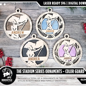 Color Guard - Stadium Series Ornaments - 4 Unique designs - SVG, PDF, AI File Download - Sized for Glowforge