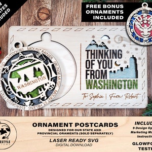 Ornament Postcards - 9 Design Templates - Ornaments sold Separately  - SVG File Download - Sized for Glowforge - Laser Ready Digital Files