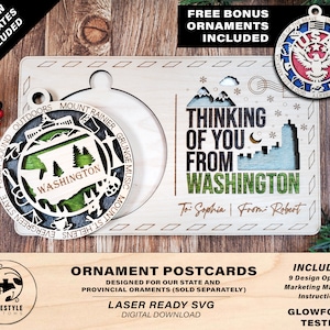 Ornament Postcards - 9 Design Templates - Ornaments sold Separately  - SVG File Download - Sized for Glowforge - Laser Ready Digital Files