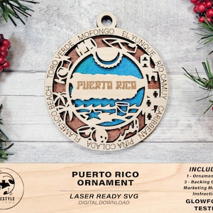 Puerto Rico Ornament - SVG File Download - Sized for Glowforge - Laser Ready Digital Files