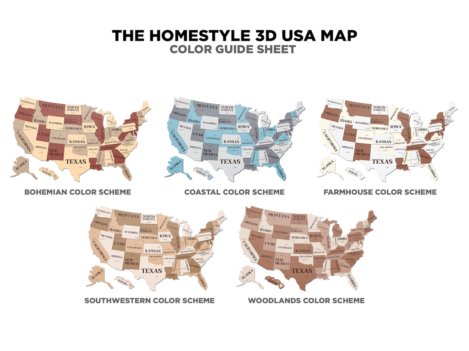 The Homestyle 3D USA Map 3 Engrave, 7 Sizes With 2 Oversize Options for ...