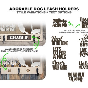 Adorables supports de laisse pour chien Pack 1 50 races incluses Types de fichiers SVG, PDF, AI Glowforge et Lightburn Testés image 9