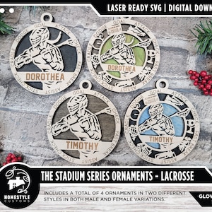 Lacrosse - Stadium Series Ornaments - 4 Unique designs - SVG, PDF, AI File Download - Sized for Glowforge