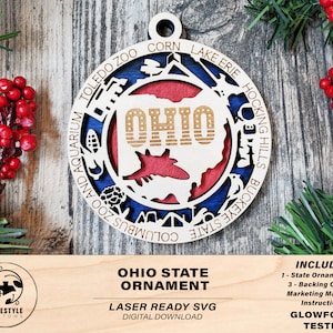 Ohio State Ornament - SVG File Download - Sized for Glowforge - Laser Ready Digital Files