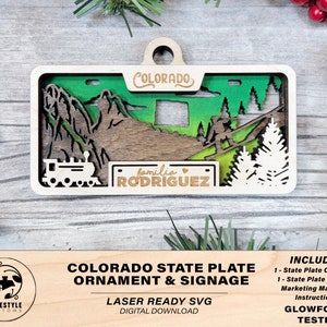 Colorado State Plate Ornament and Signage - SVG File Download - Sized for Glowforge - Laser Ready Digital Files
