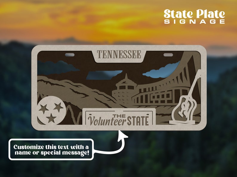 Tennessee State Plate Ornament and Signage SVG File Download Sized for Glowforge Laser Ready Digital Files image 7