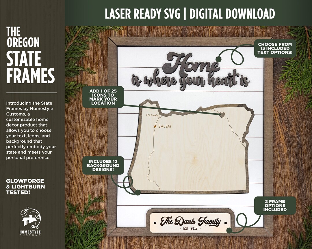 Oregon State Designs The Oregon State Frame - 13 Text Options, 12 Backgrounds, 25 Icons ...