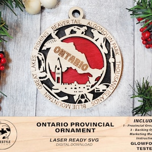 Ontario Provincial Ornament - Canada - SVG File Download - Formaat voor Glowforge - Laser Ready Digital Files