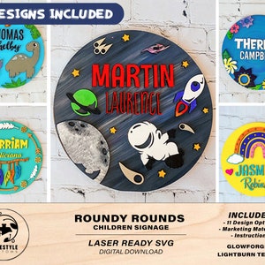 Roundy Rounds - Children Signage - 11 Designs Included - SVG Files - Glowforge & Lightburn Tested
