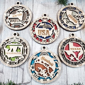 United States Ornament Bundle 52 Unique designs for each State SVG File Download Sized for Glowforge image 4