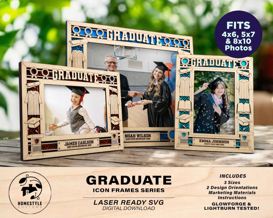 Gradute Frame Vector Graduate Icon Frames - Includes Frame Sizes 4x6, 5x7, 8x10 in Landscape ...