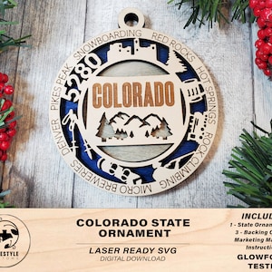 Colorado State Ornament - SVG File Download - Sized for Glowforge - Laser Ready Digital Files