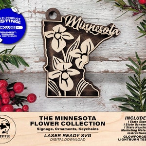 ミネソタ州の花コレクション - 装飾品、キーホルダー、看板付き - SVG、PDF、AI ファイルタイプ - すべてのレーザーで動作