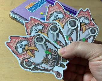 Monster Hunter World Grandma Meow-ster Chef Vinyl Sticker