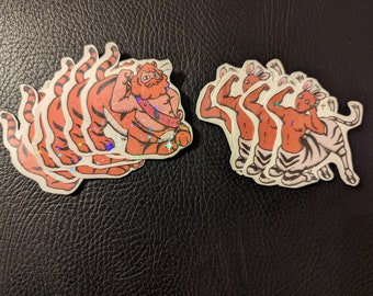 CentaurWorld Zulious and Tiger Sticker, Shiny Cartoon Decal