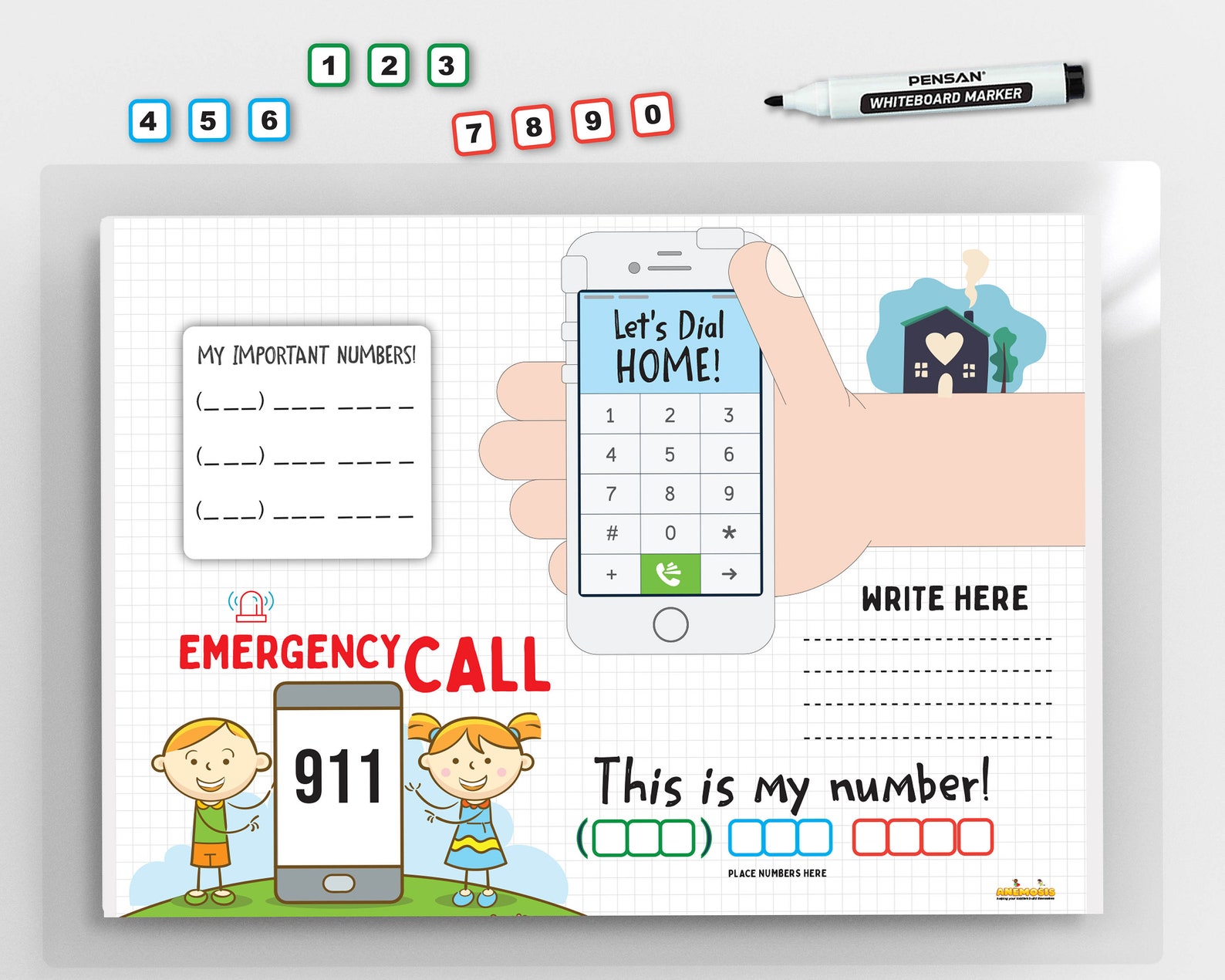 Printable Mat Phone Number Kids Activity Montessori Etsy