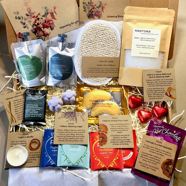 RELAX & RESTORE Special Gift box, Care Package, Letterbox, Pamper Hamper, Spa Kit, Eco-friendly, De-stress, Personalised gift box, Birthday