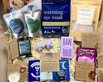 DE-STRESS Spa Gift Box, Unwind Sleep Well kit, Personalised gift for her, Spa Self care Giftbox, Pamper Hamper, Relax at Home Gift Set Box