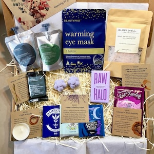 DE-STRESS Spa Gift Box, Unwind Sleep Well kit, Personalised gift for her, Spa Self care Giftbox, Pamper Hamper, Relax at Home Gift Set Box
