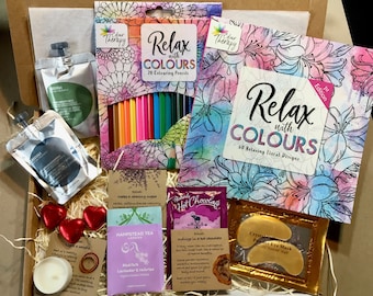 MINDFUL MOMENTS, Colouring gift box, Letterbox, Wellbeing package, Spa kit, Unwind  De-stress, Box of calm, Care Package, Relaxing Christmas