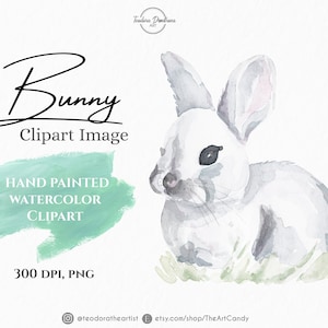 Clipart lapin aquarelle | Illustration de bébé animal de la forêt peinte à la main | Joli animal des bois PNG | Téléchargement numérique