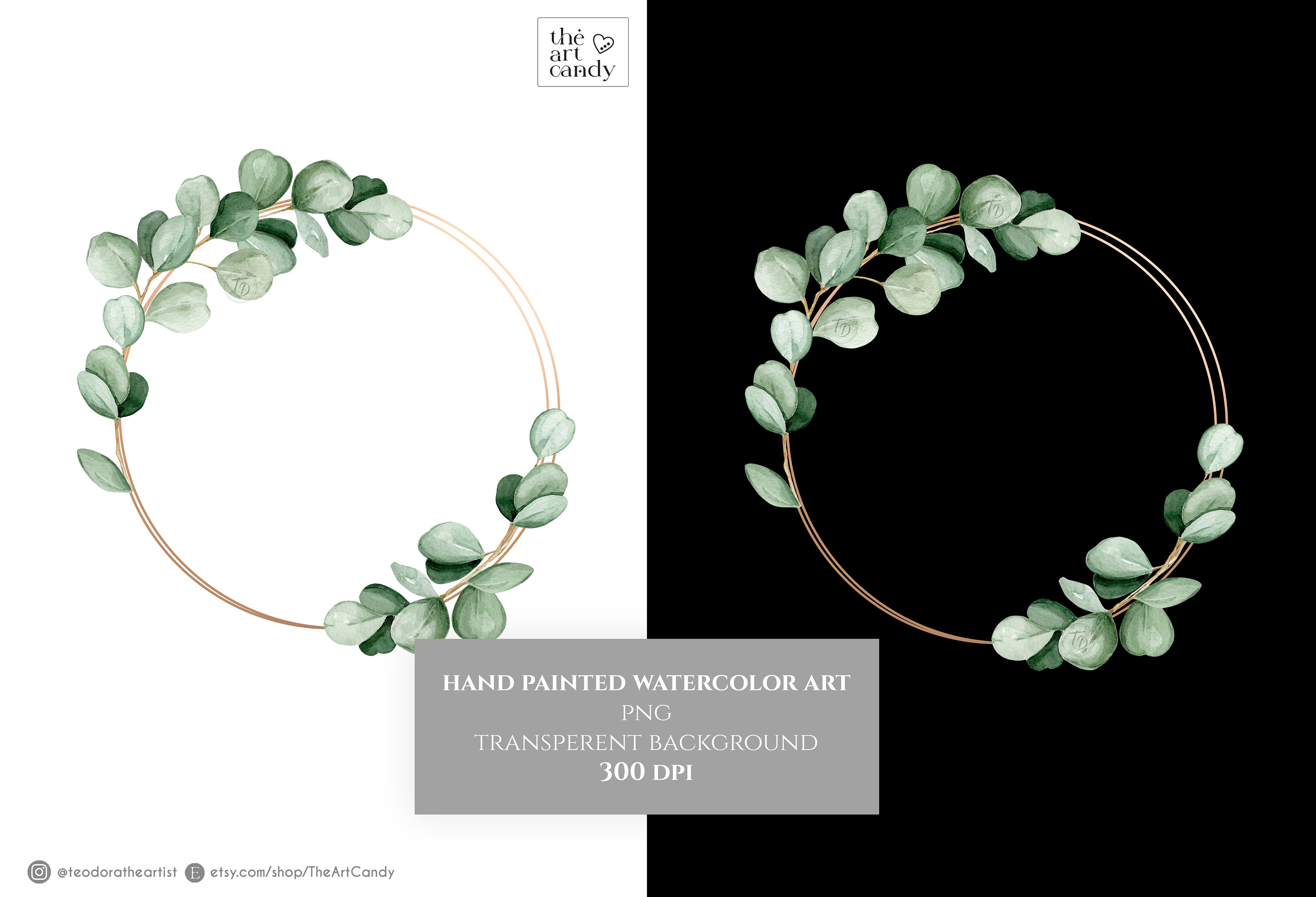 Watercolor Eucalyptus Wreath Clipart | Hand Painted Eucalyptus Frame ...