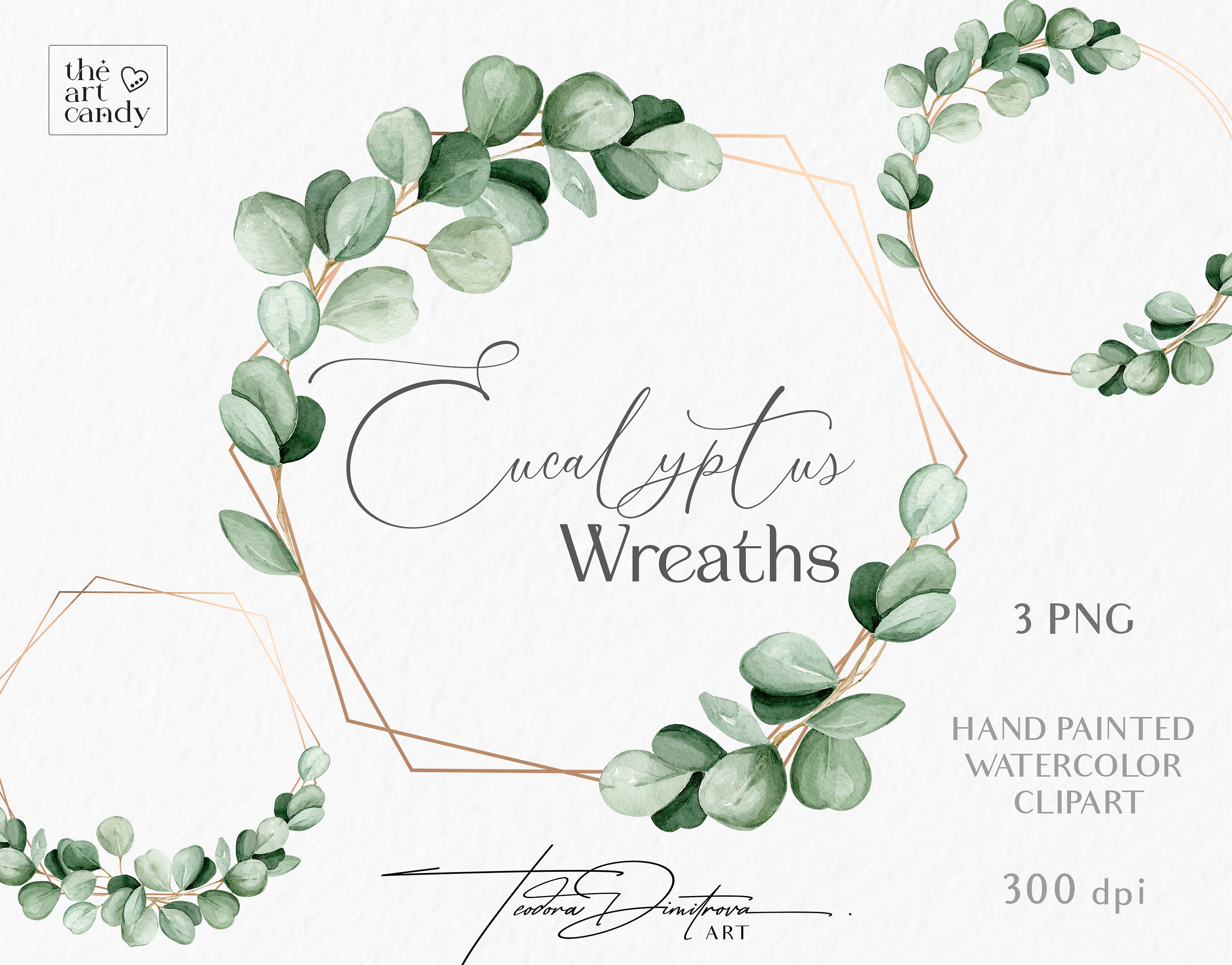 Watercolor Eucalyptus Wreath Clipart | Hand Painted Eucalyptus Frame ...