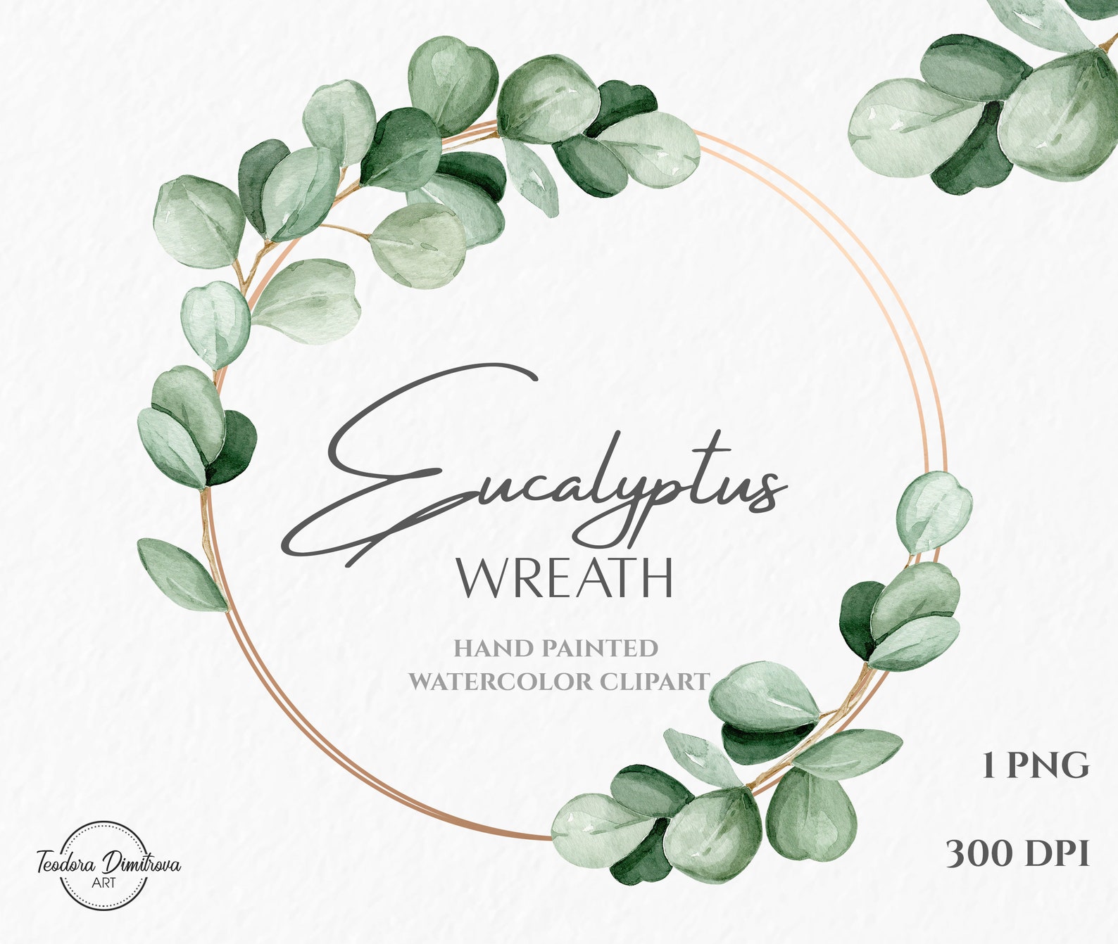 Watercolor Eucalyptus Wreath Clipart Hand Painted Eucalyptus - Etsy