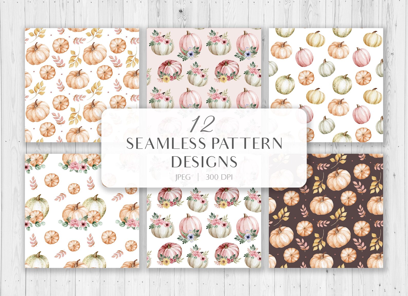 Pumpkin Digital Paper Watercolor Art | Pumpkins Seamless Pattern ...