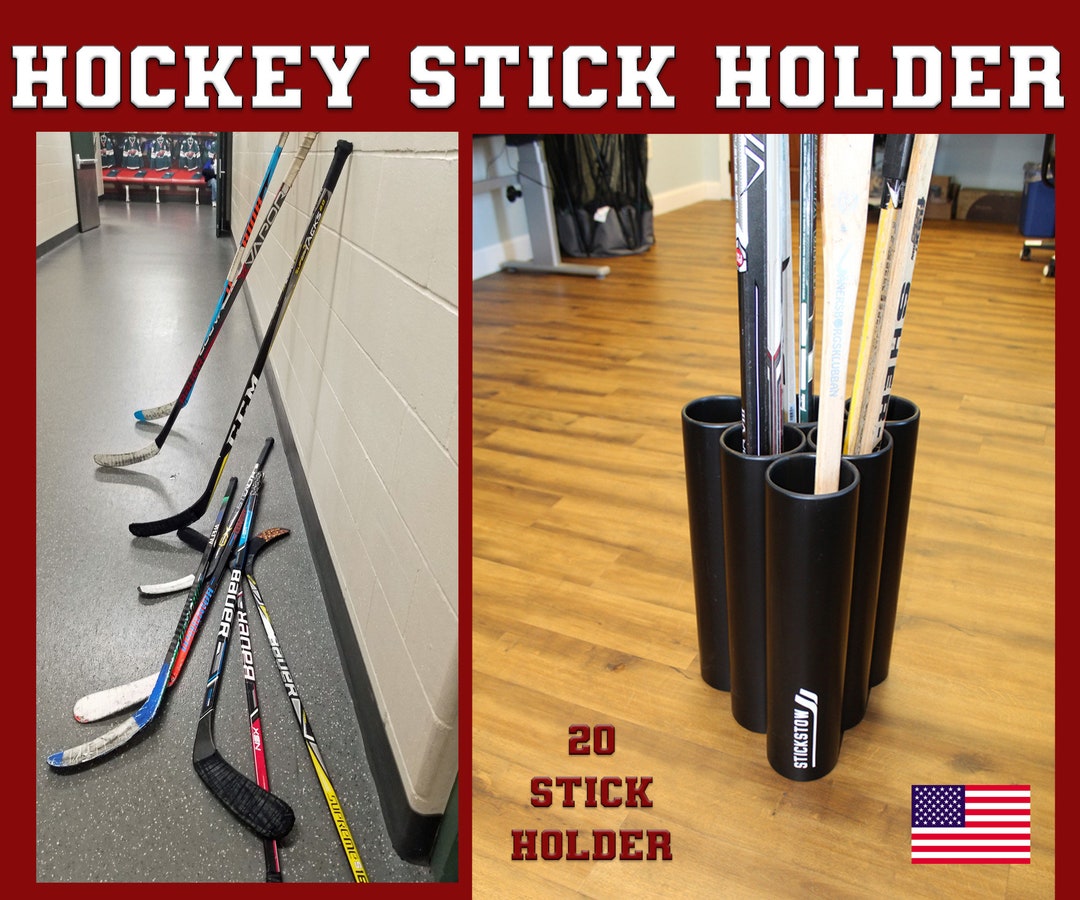 Pro Hockey Stick Holder Rack Organizer in a Free Standing Stow and Go