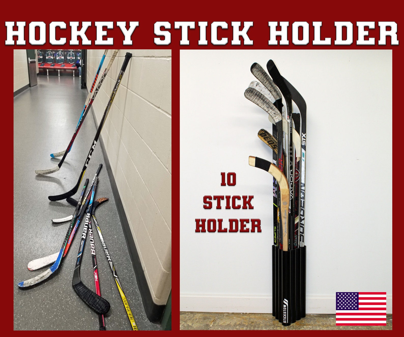 Hockey Stick Holder 10 Ideal for 1 or 2 Players. Free Standing Stow and Go System Etsy Canada