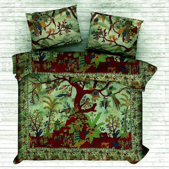 100% Natural Cotton Bedding Covers Bohemian Reversible Tree Of Life Mandala Comforter cover Indian Mandala Duvet Cover Set with Pillows