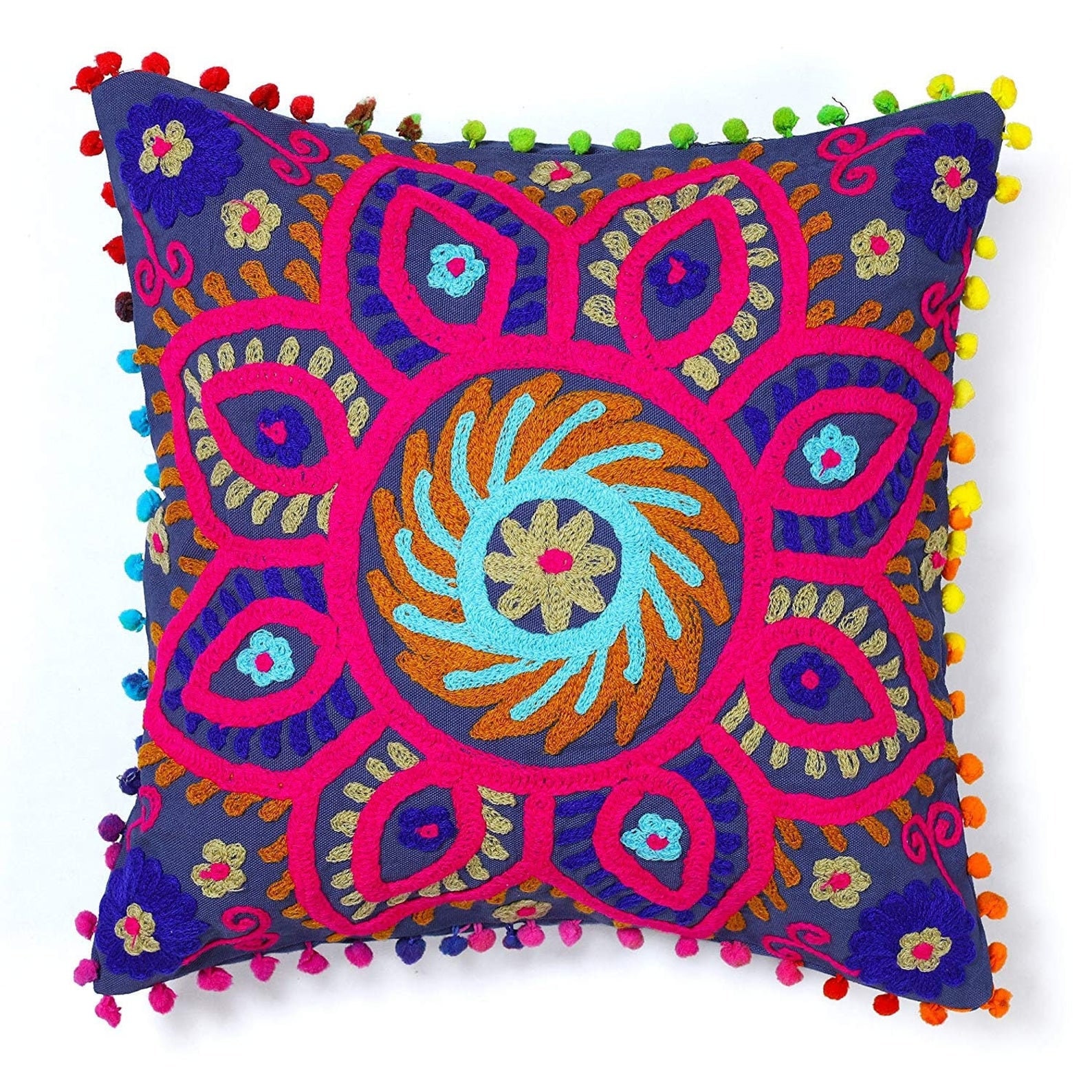 Bohemian Cushion Cover Suzani 16x16" Cotton Home Decorative Cushion Pillow Cover Bohemian Cushion Cover Suzani 16x16" Cotton Home Decorative Cushion Pillow Cover