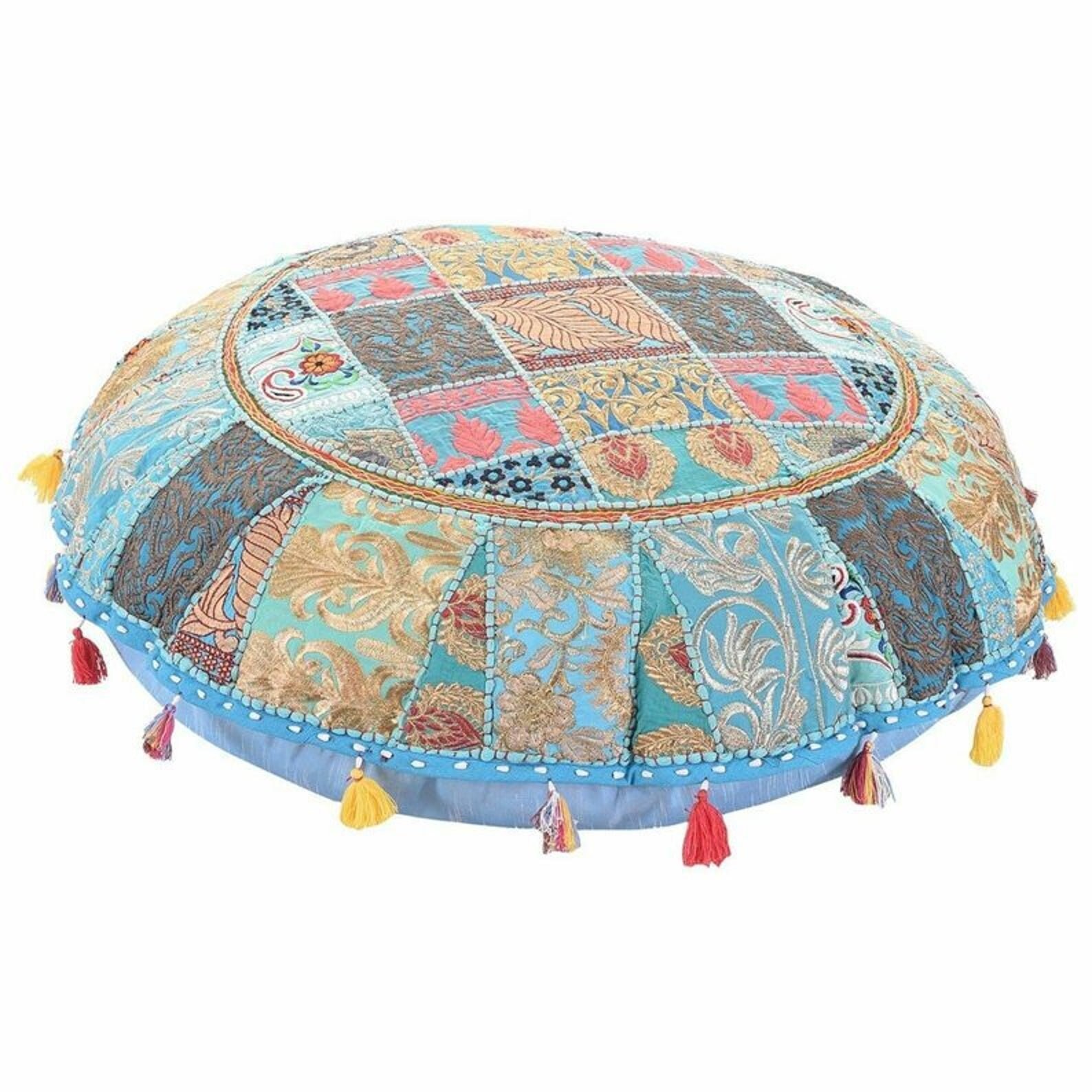 Indian Handmade Embroidery Chair Seat Cushion Vintage Style Etsy