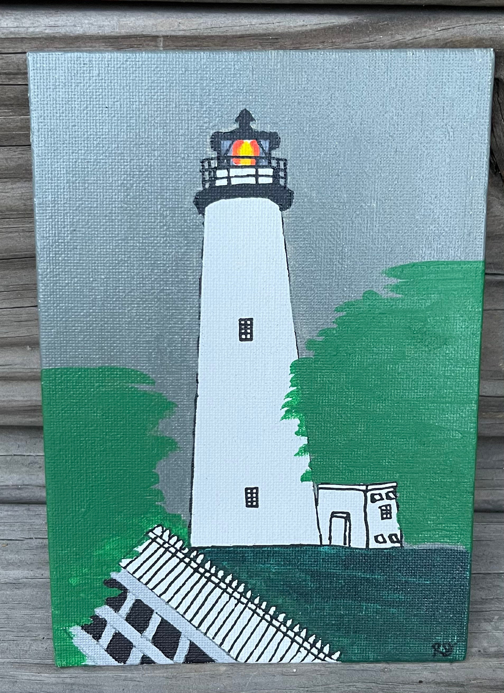 Ocracoke Lighthouse Painting Etsy