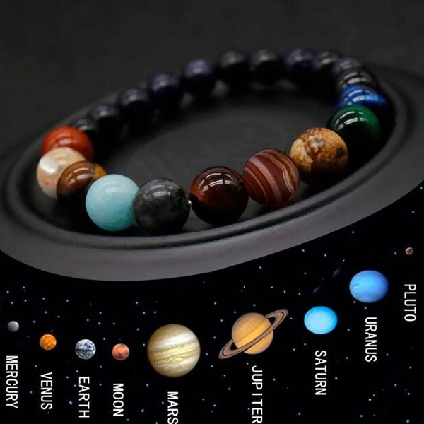 Gli otto pianeti perline bracciale-universo yoga chakra galassia sistema solare bracciale-guardiano stella terra spazio universo gemme perline bracciale