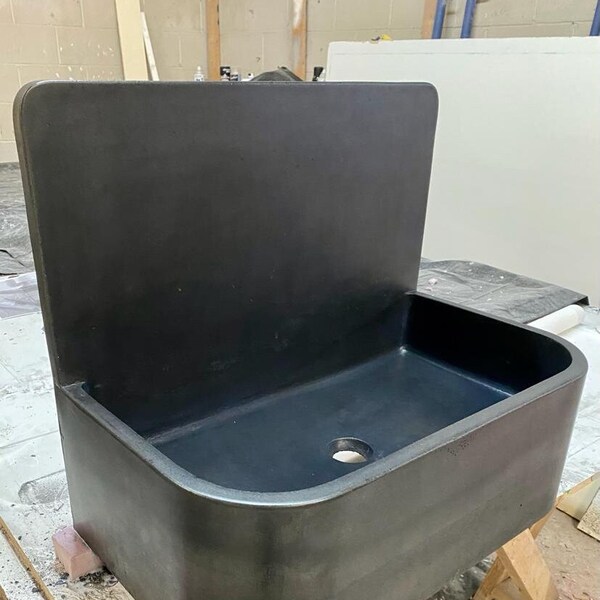 Handmade Mini Basin Sink with Integral Backsplash