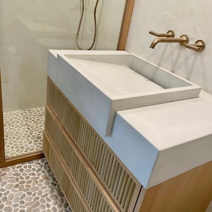 Handmade Concrete Waterfall Basin Sink: Modern Minimalist Design