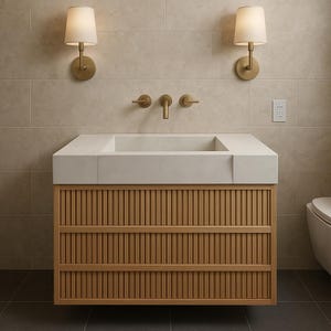 Concrete Waterfall Basin Sink| Customizable | Handmade | Wall Mounted | Vanity Mounted | Unique Design | Modern Minimalist Sink | Industrial