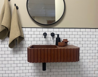 Handmade Fluted Mini Basin Sink w/ Countertop