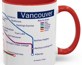 Vancouver City Map Mug: Metro Transit Design - Gastown & Stanley Park