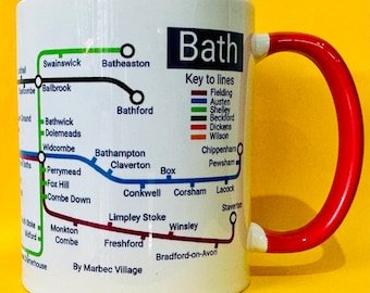Bath Cityscape Metro Mug - Roman Baths, Bath Gift, Bath Somerset, Royal Crescent, Bath Abbey, Bath Rugby Club, Bath gift