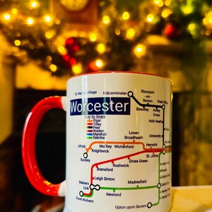 Worcester Metro Map Mug: Colorful Ceramic Coffee Mug (11oz)
